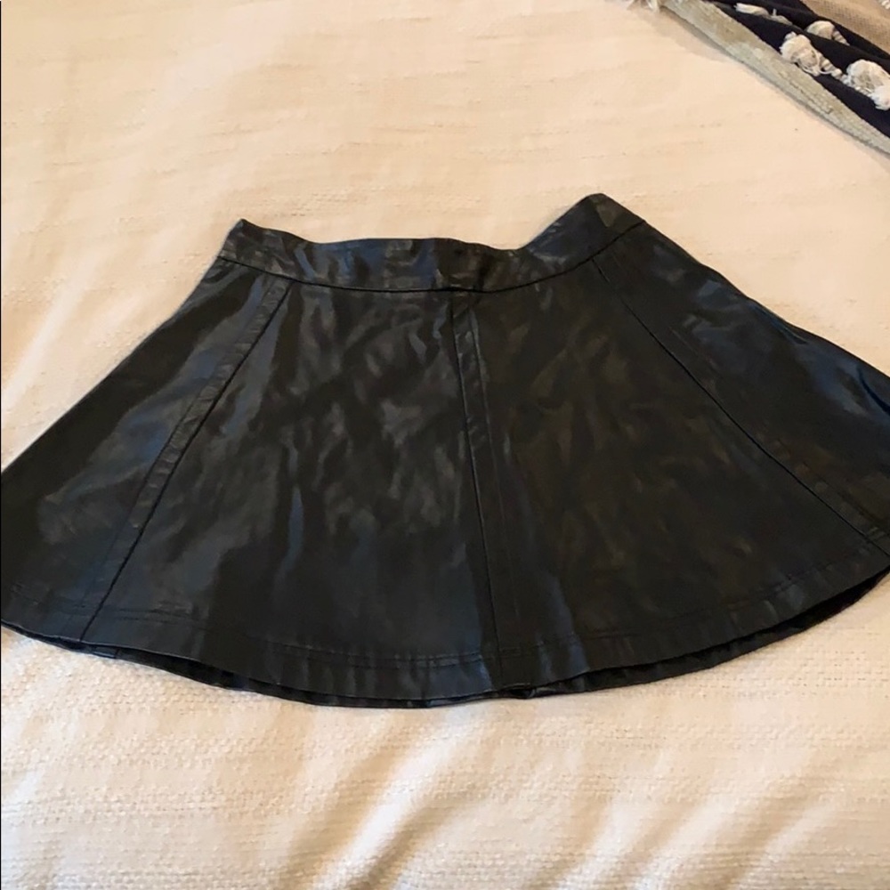 Black faux leather mini skirt